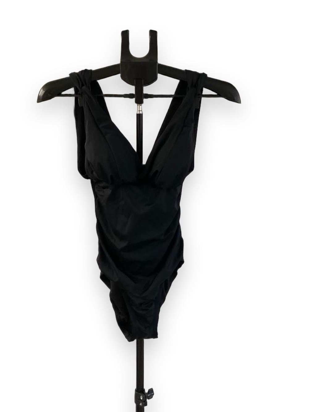 Time and Tru Black Deep V One-Piece Swimsuit